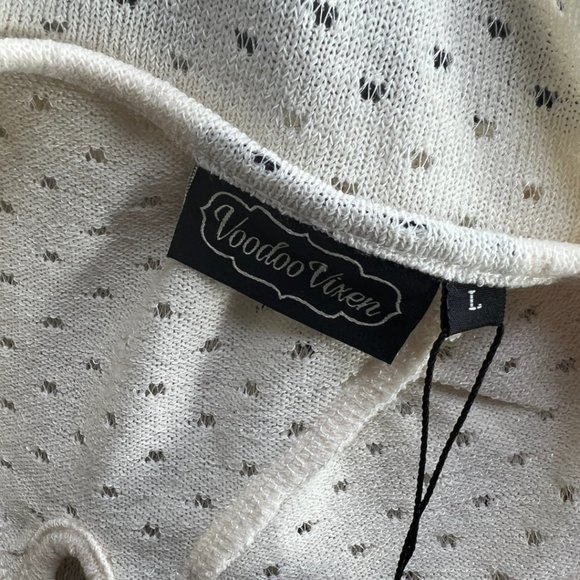 NWT Ivory Cream Voodoo Vixen Knit Ruffle Sleeve Francine Blouse Size LG - Picture 10 of 11